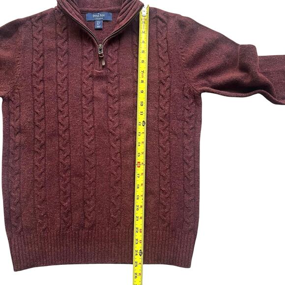 Savile Row Company Lambswool Half Zip Sweater Large Burgundy Cable Knit** - Picture 4 of 5